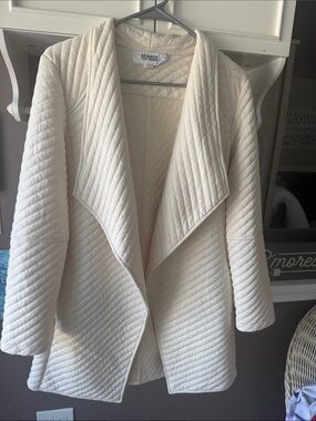 BB Dakota/ Steve Madden Cream Quilted Draped Open Cardigan Coat